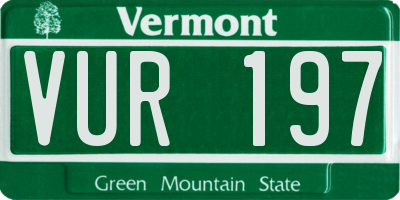 VT license plate VUR197