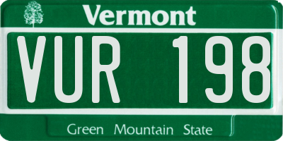 VT license plate VUR198