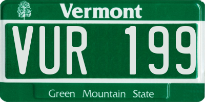 VT license plate VUR199