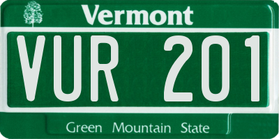 VT license plate VUR201
