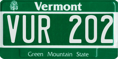 VT license plate VUR202