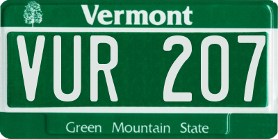 VT license plate VUR207