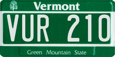 VT license plate VUR210