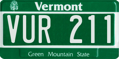 VT license plate VUR211