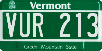 VT license plate VUR213