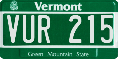 VT license plate VUR215
