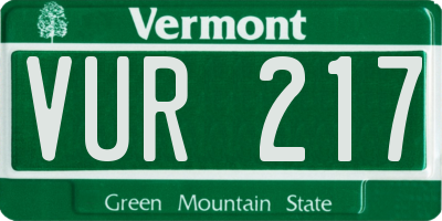 VT license plate VUR217