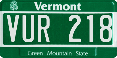 VT license plate VUR218