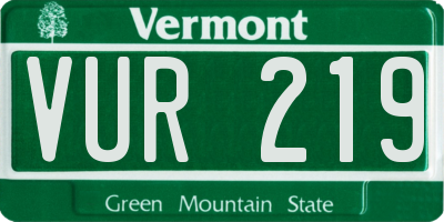 VT license plate VUR219