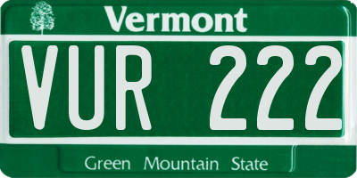 VT license plate VUR222