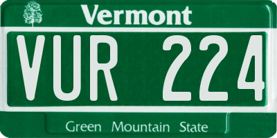 VT license plate VUR224