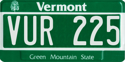 VT license plate VUR225