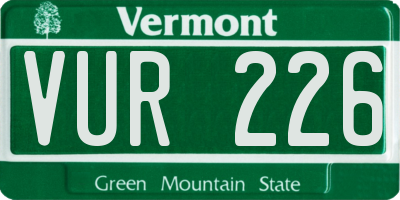 VT license plate VUR226