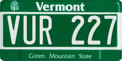 VT license plate VUR227