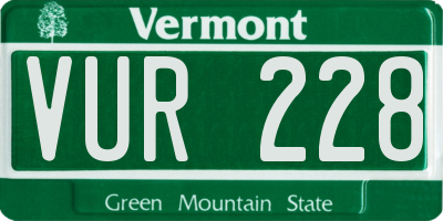 VT license plate VUR228