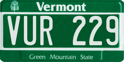 VT license plate VUR229