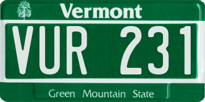 VT license plate VUR231