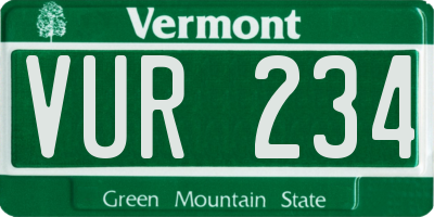 VT license plate VUR234
