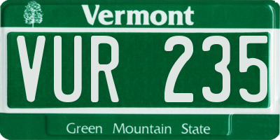 VT license plate VUR235