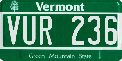 VT license plate VUR236