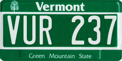 VT license plate VUR237