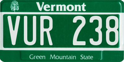 VT license plate VUR238
