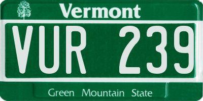 VT license plate VUR239