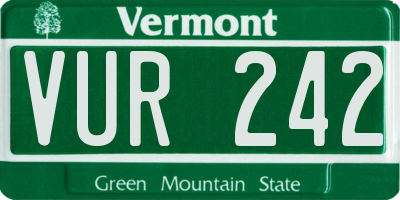 VT license plate VUR242
