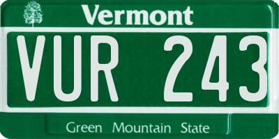 VT license plate VUR243
