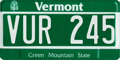 VT license plate VUR245