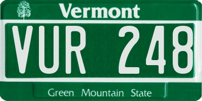 VT license plate VUR248