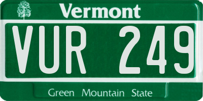 VT license plate VUR249