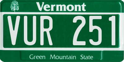 VT license plate VUR251