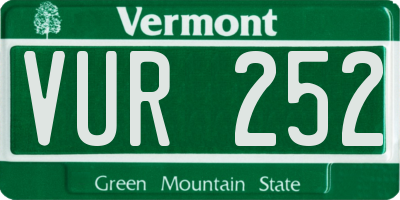 VT license plate VUR252