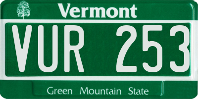 VT license plate VUR253