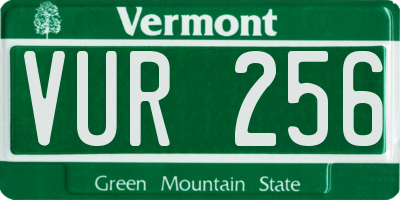 VT license plate VUR256