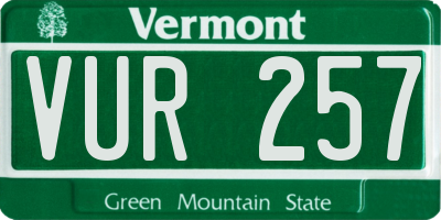 VT license plate VUR257