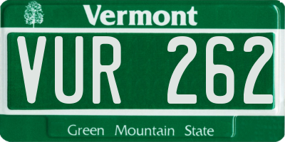 VT license plate VUR262