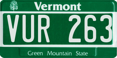 VT license plate VUR263