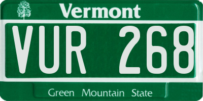 VT license plate VUR268