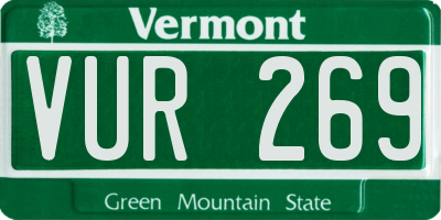 VT license plate VUR269