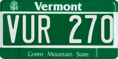 VT license plate VUR270