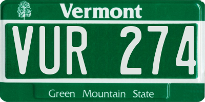 VT license plate VUR274