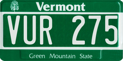 VT license plate VUR275