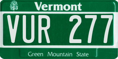 VT license plate VUR277