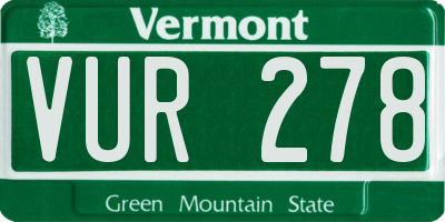VT license plate VUR278