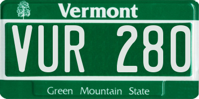 VT license plate VUR280