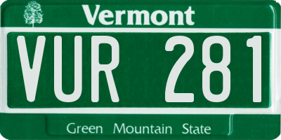 VT license plate VUR281