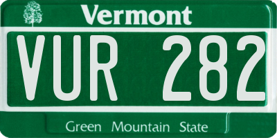 VT license plate VUR282