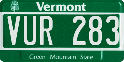 VT license plate VUR283